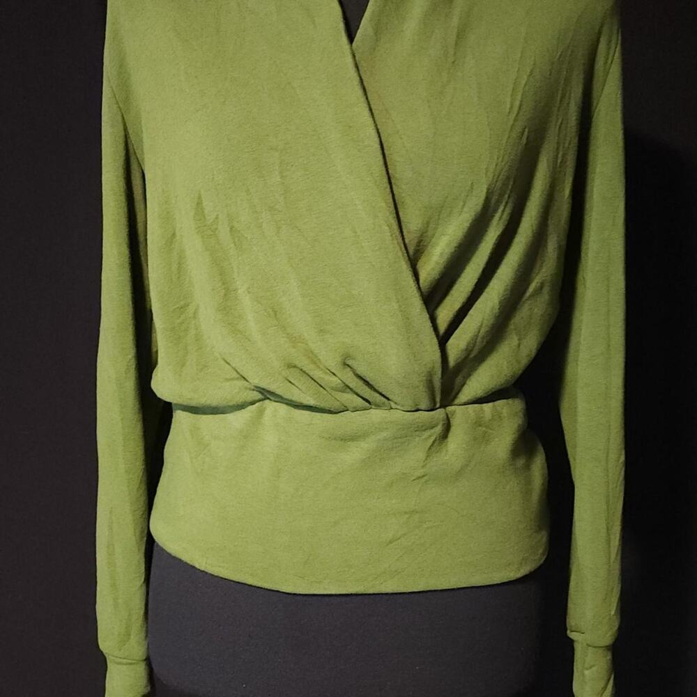 OGL olive green draped blouse